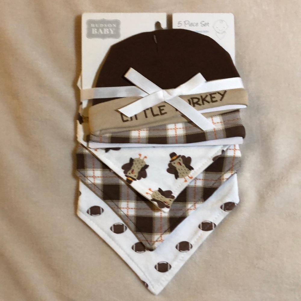 Baby Bibs & Caps Set - 5pc